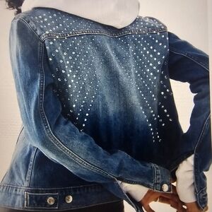 True Religion Crystal Denim Jean Jacket. Womens size Lg.